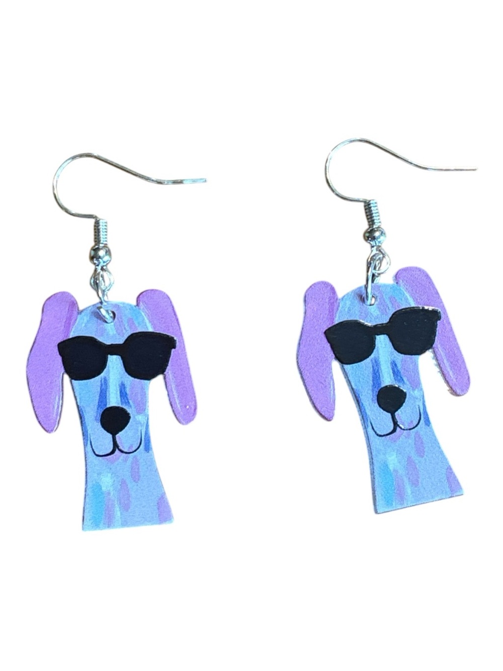 Purple & Pink Dog Dangle Earrings